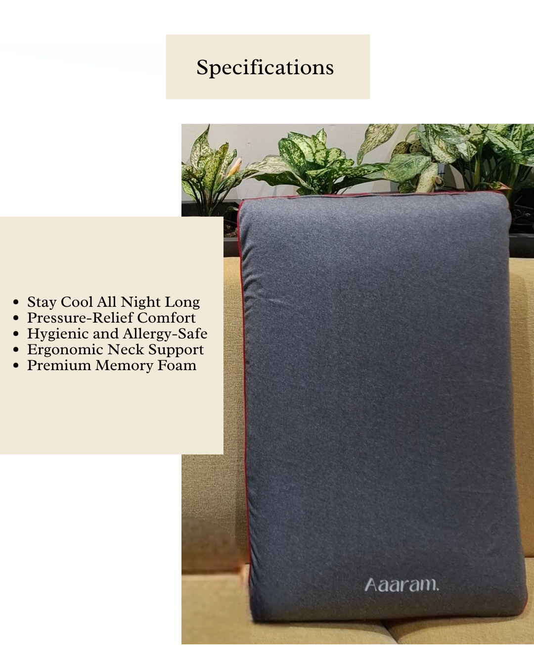 Aaaram SlimCool Memory Foam Pillow (Pack of 1)